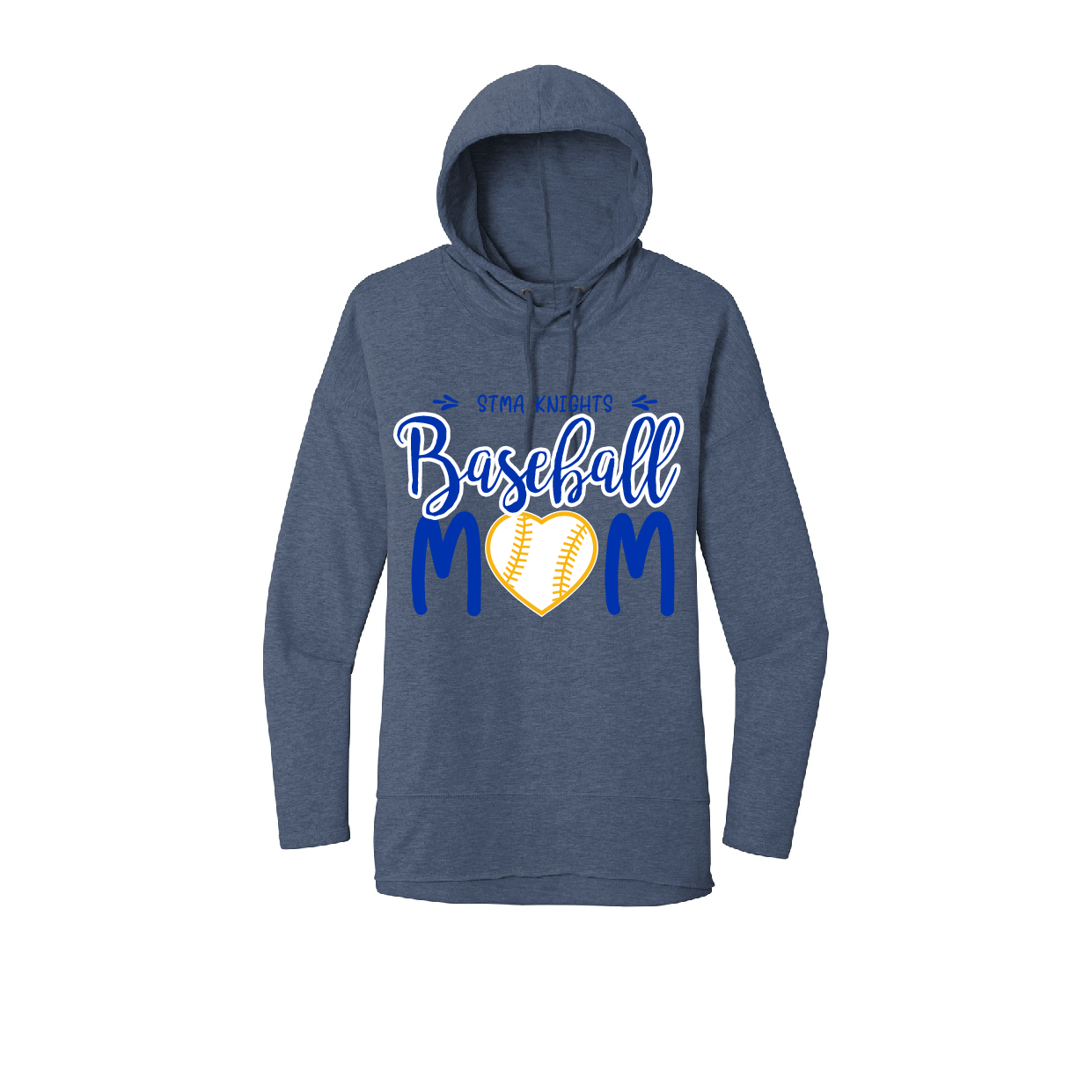 Baseball Mom Womens Fit Hoodie, Heart Design