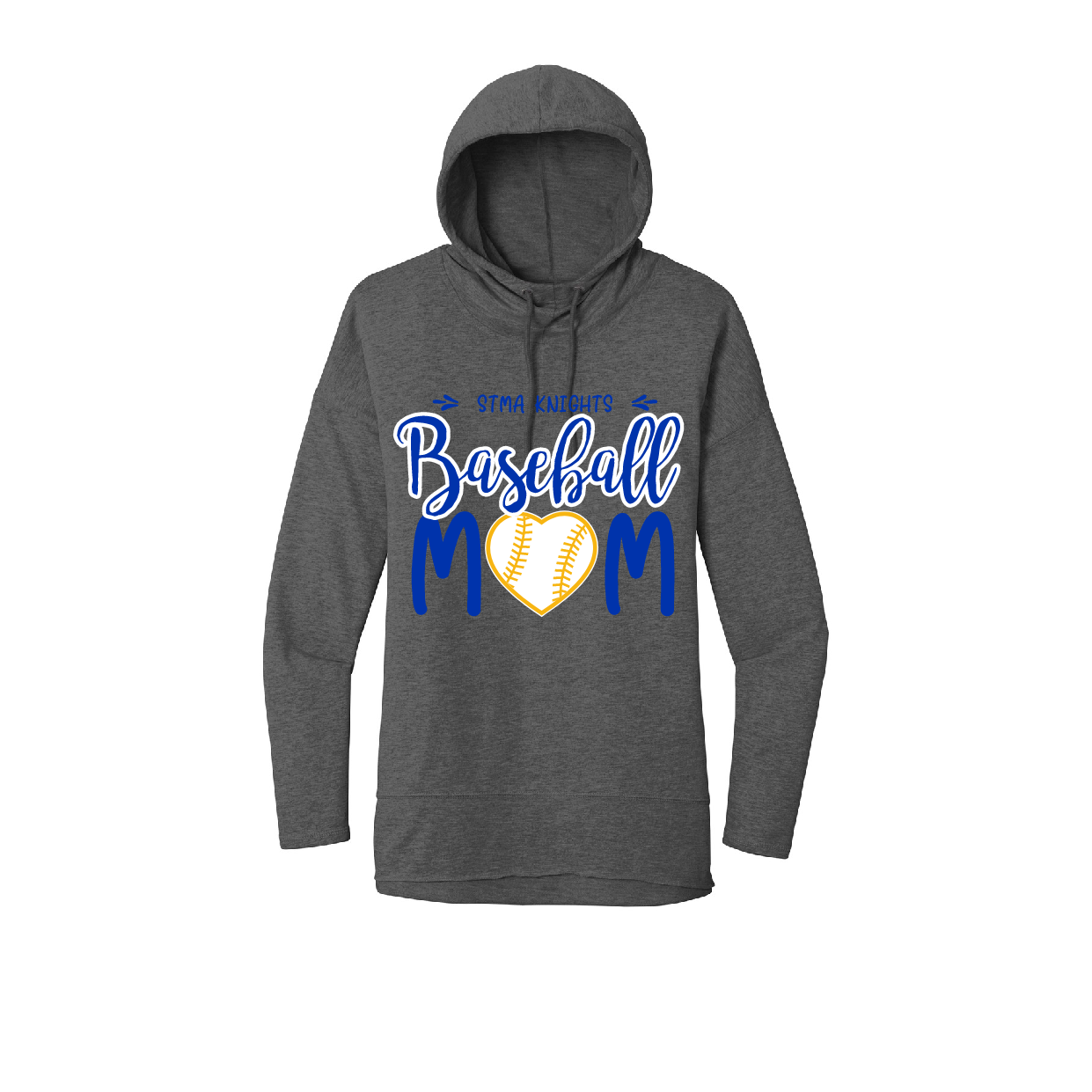 Baseball Mom Womens Fit Hoodie, Heart Design