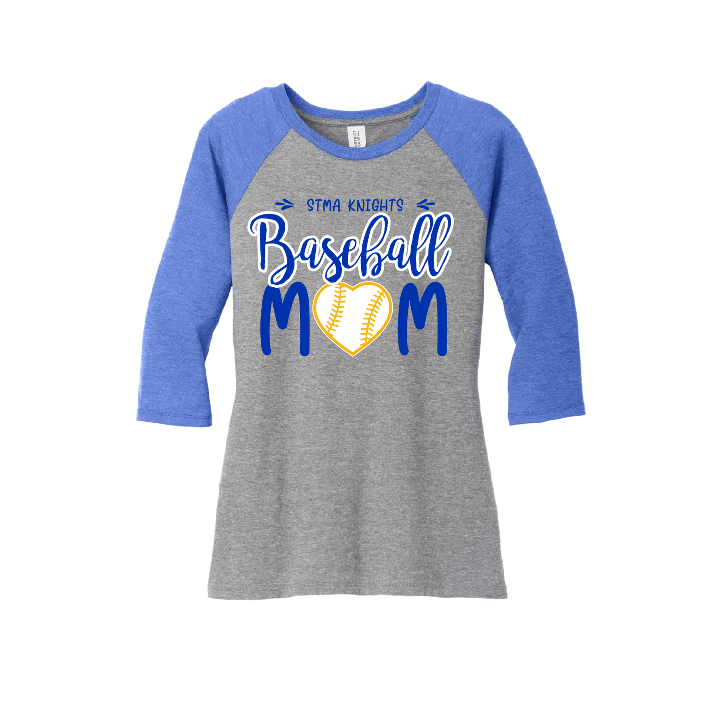 Baseball Mom 3/4 Sleeve Raglan, Heart Design